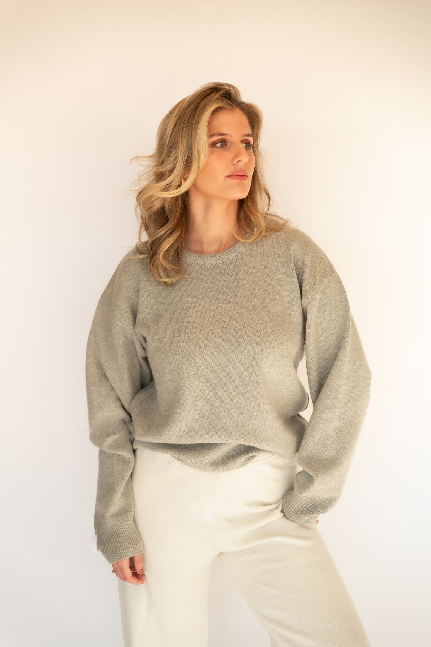 Cotton Knit Crewneck Sweater