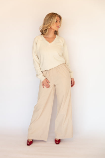 Cotton Knit V Neck Sweater