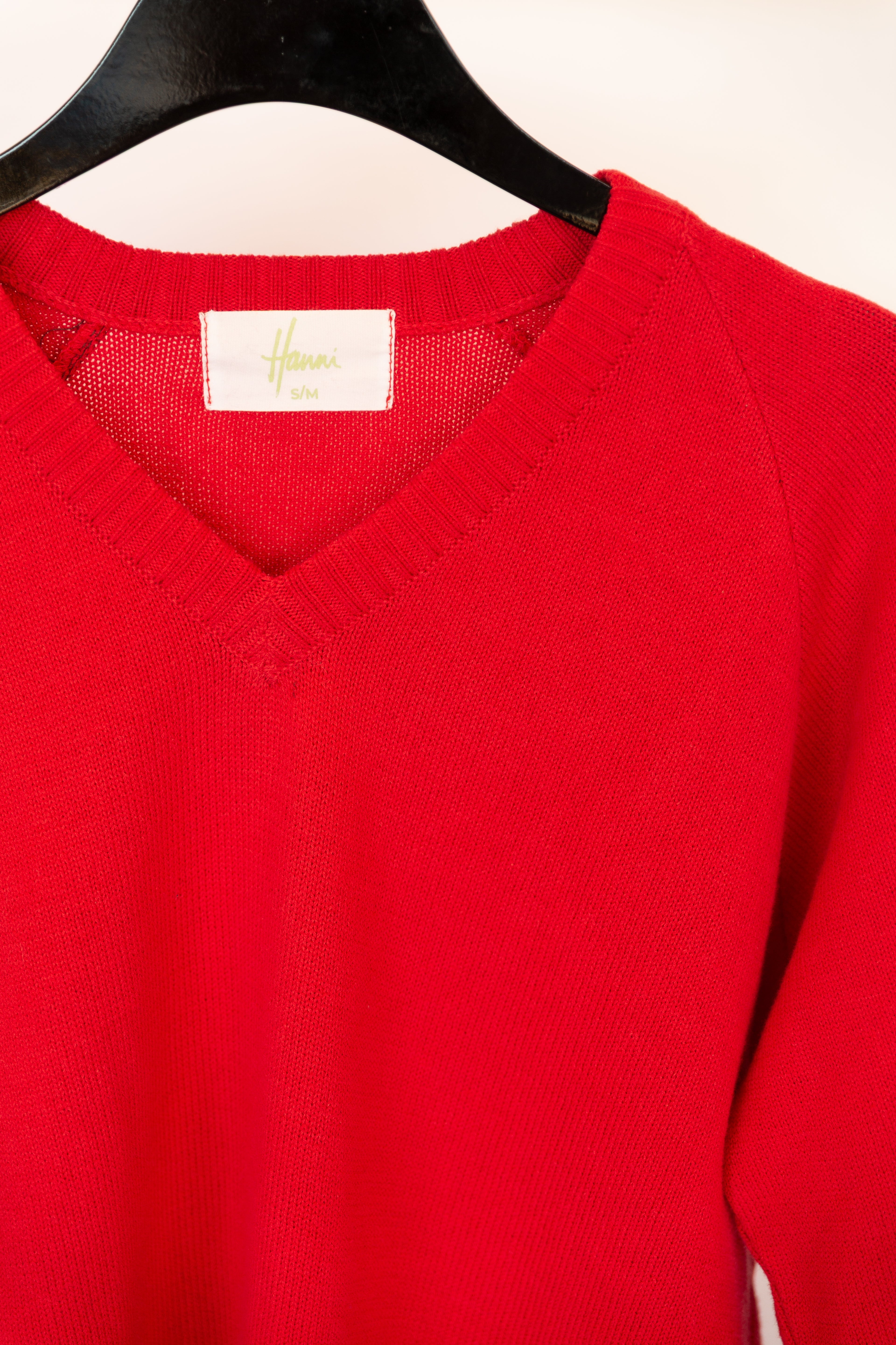 Cotton Knit V Neck Sweater