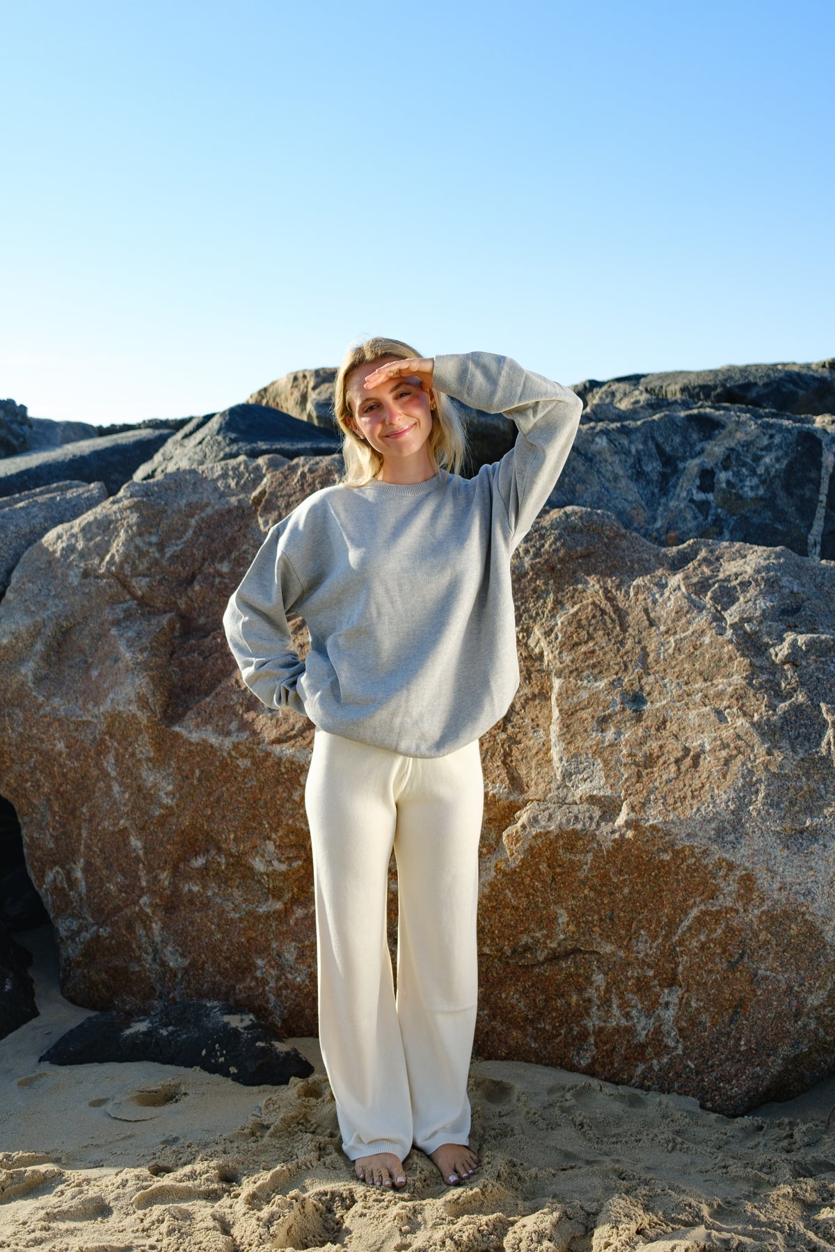 Cotton Knit Crewneck Sweater
