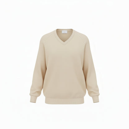 Cotton Knit V Neck Sweater