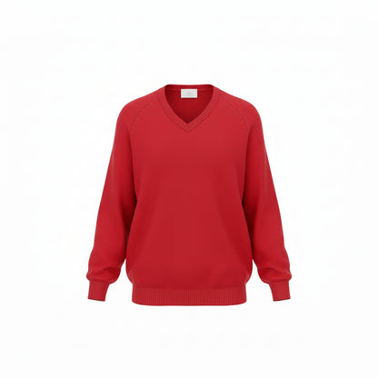 Cotton Knit V Neck Sweater